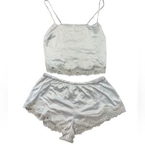 SKIMS White Lace Trim Pajama Set